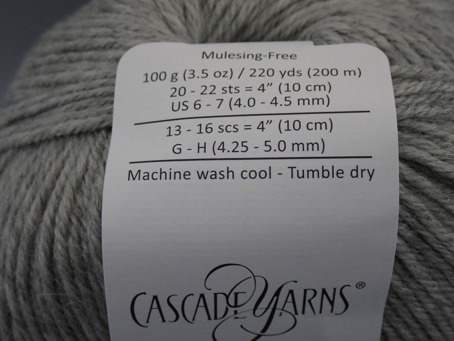 Cascade Yarns 220 Superwash DK weight Silver Grey