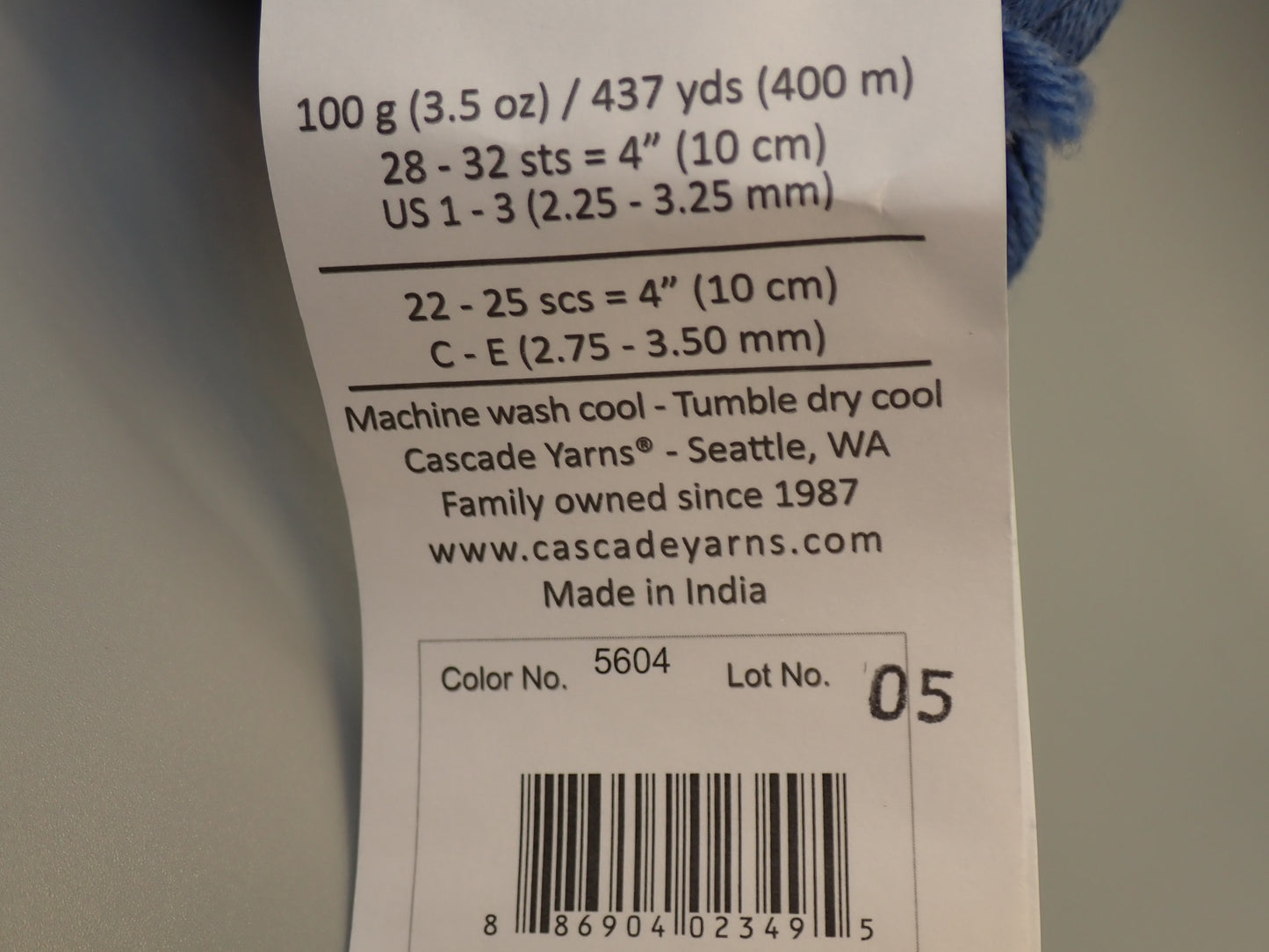 Cascade Yarns Heritage Fingering weight Denim