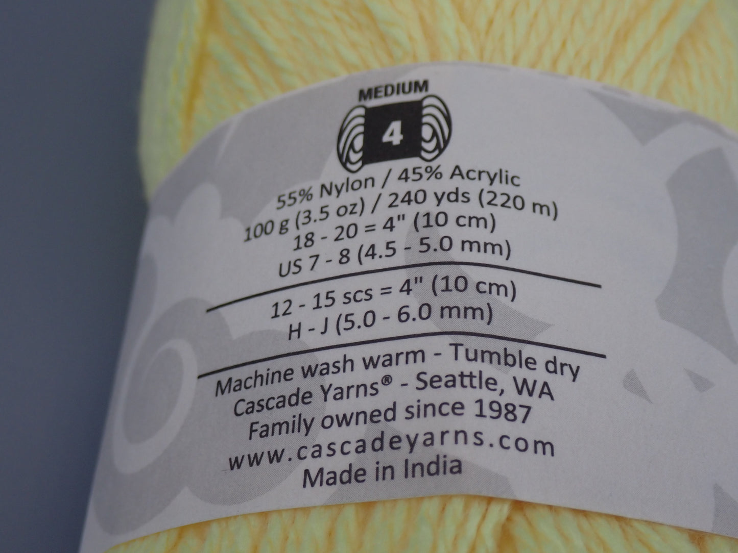 Cascade Yarns Cherub Aran Worsted weight Yellow