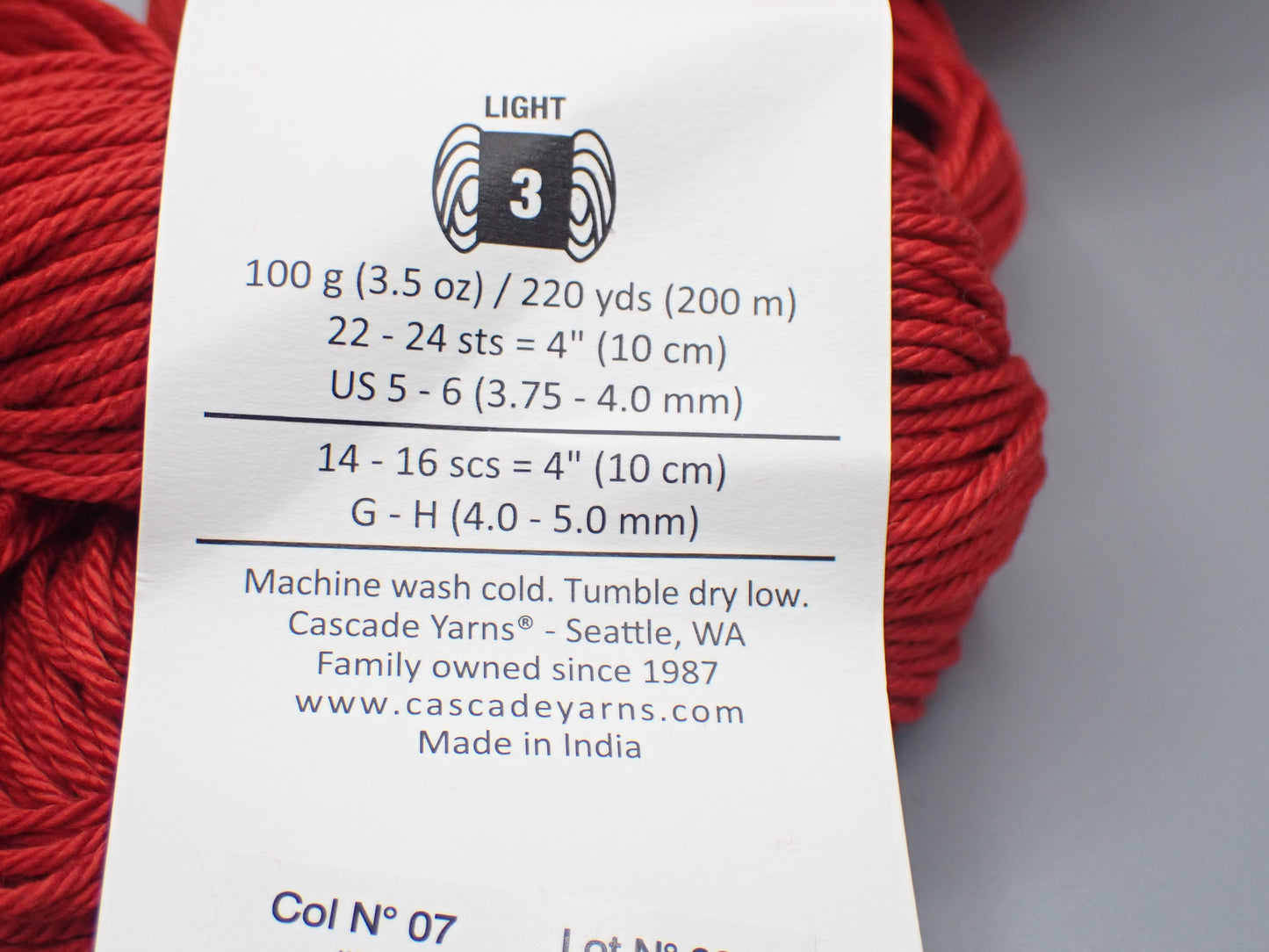 Cascade Yarns Noble Cotton DK weight Molten Lava