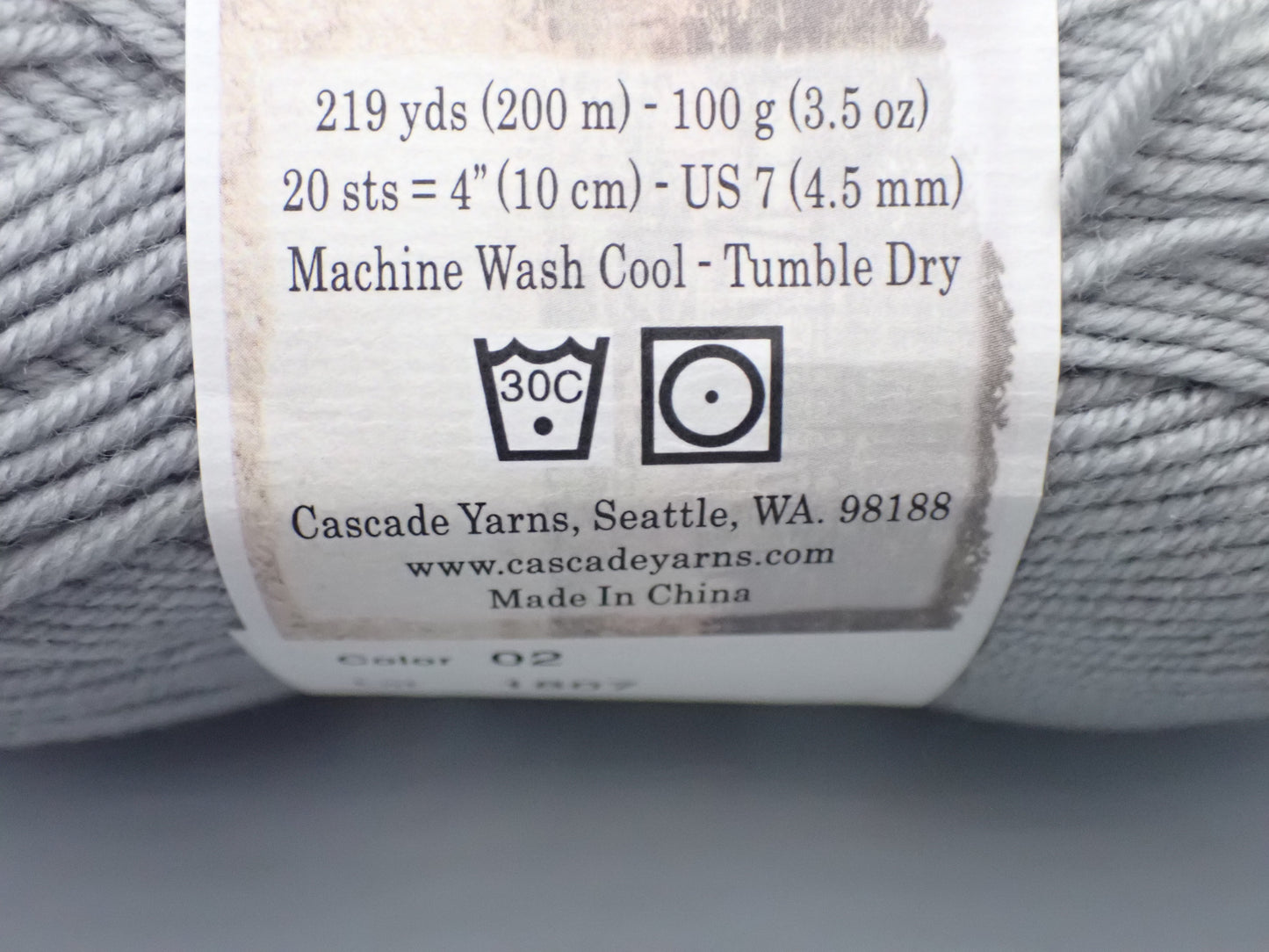 Cascade Yarns Elysian DK weight Silver
