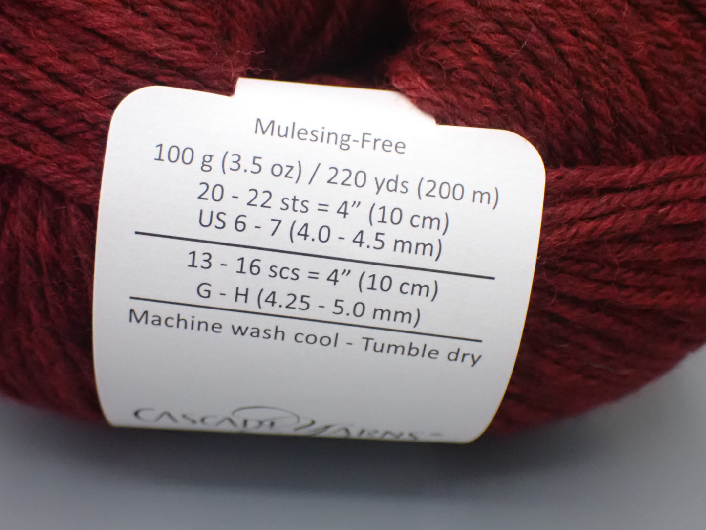 Cascade Yarns 220 Superwash DK weight Red Wine Heather