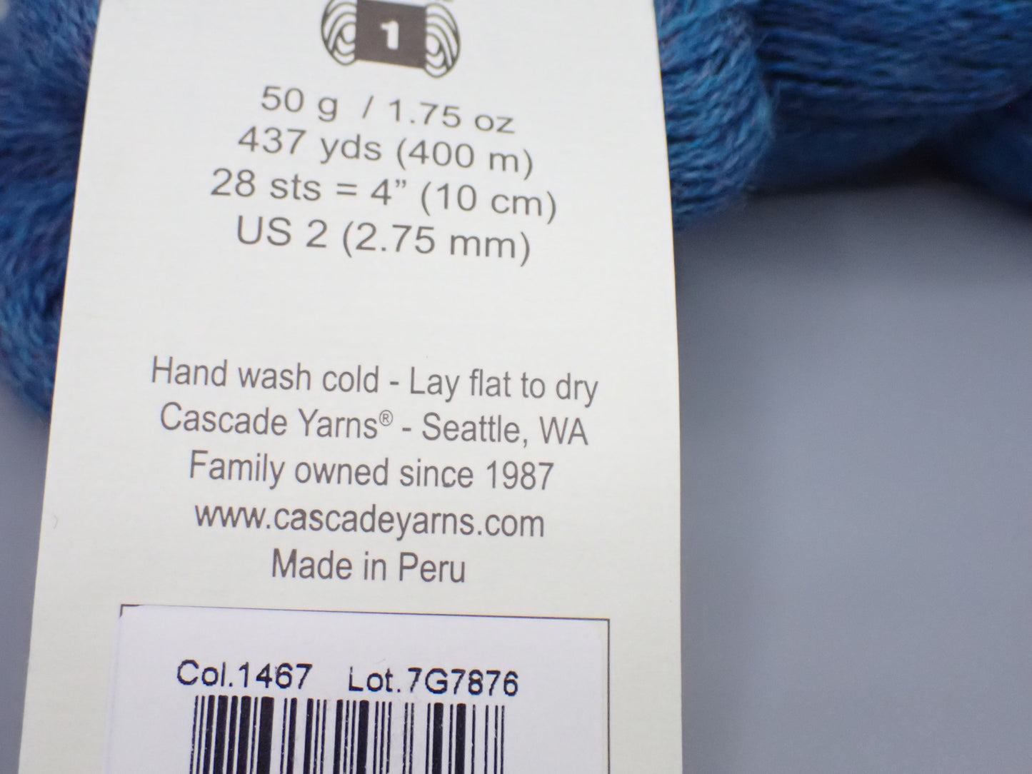 Cascade Yarns Alpaca Lace, Lace weight Peacock Blue