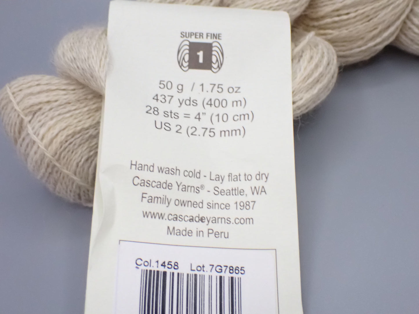 Cascade Yarns Alpaca Lace, Lace weight Very Light Tan