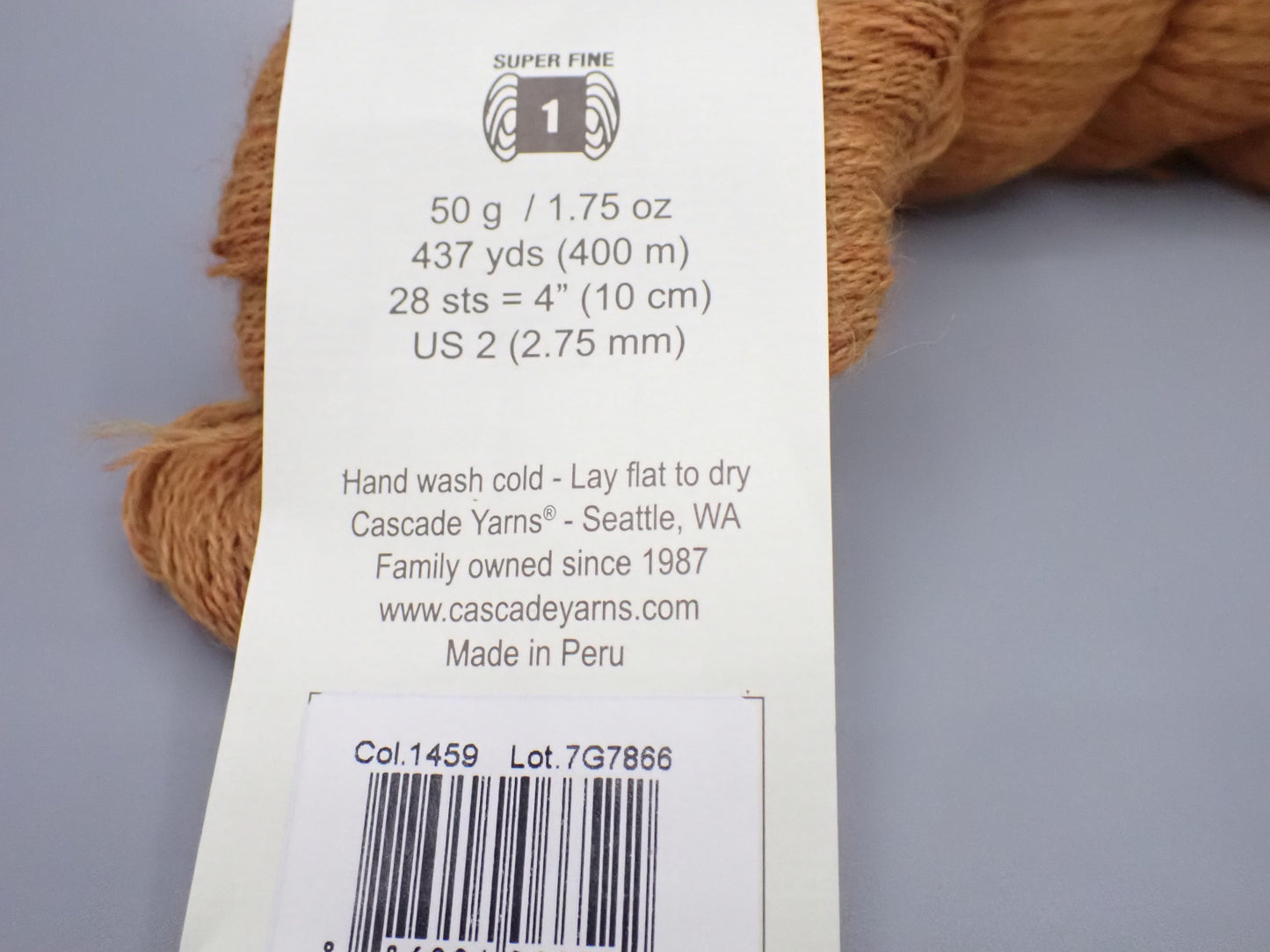 Cascade Yarns Alpaca Lace, Lace weight Light Rust