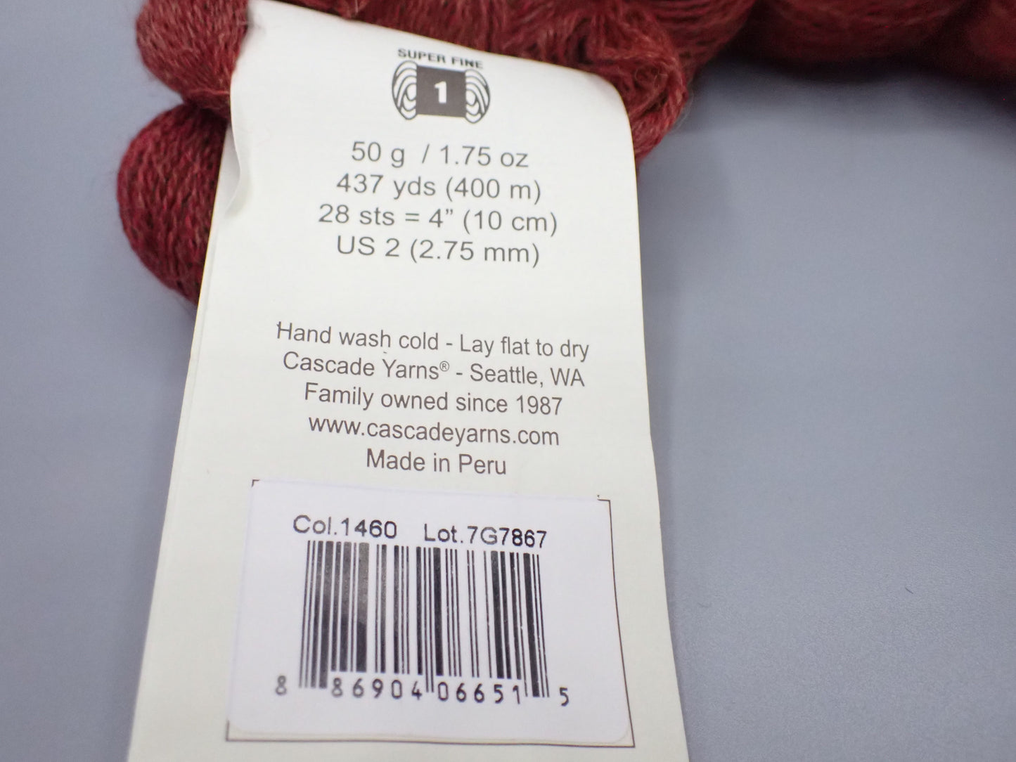 Cascade Yarns Alpaca Lace, Lace weight Rust