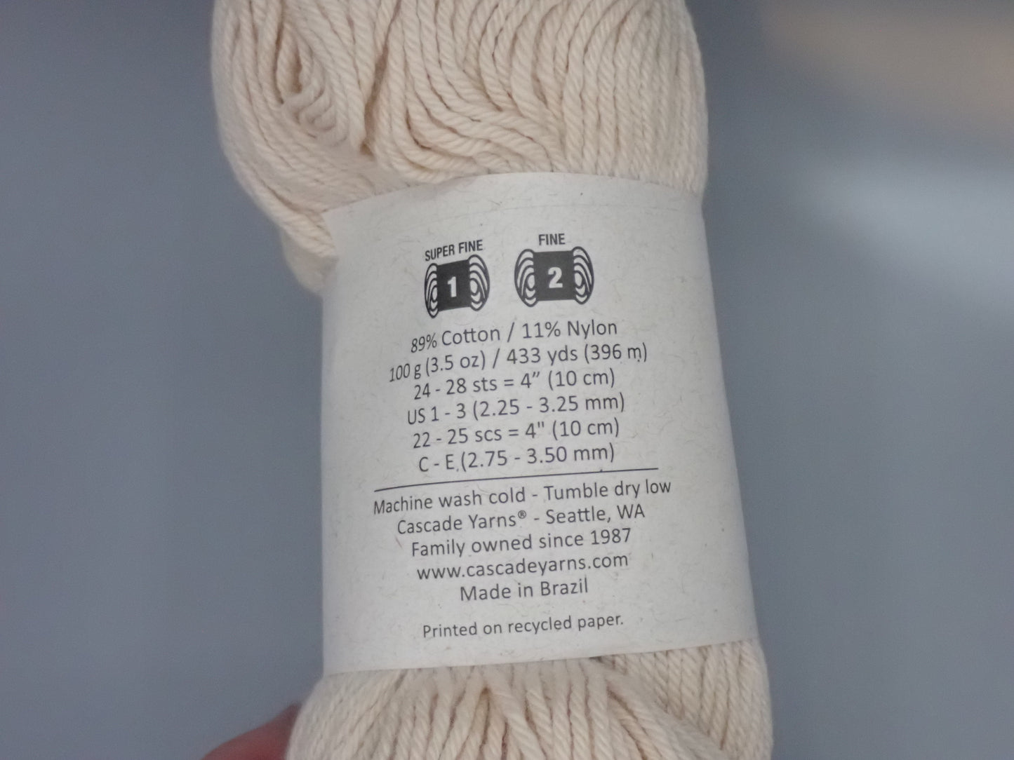 Cascade Yarns Cotton Sox Sock weight Almond