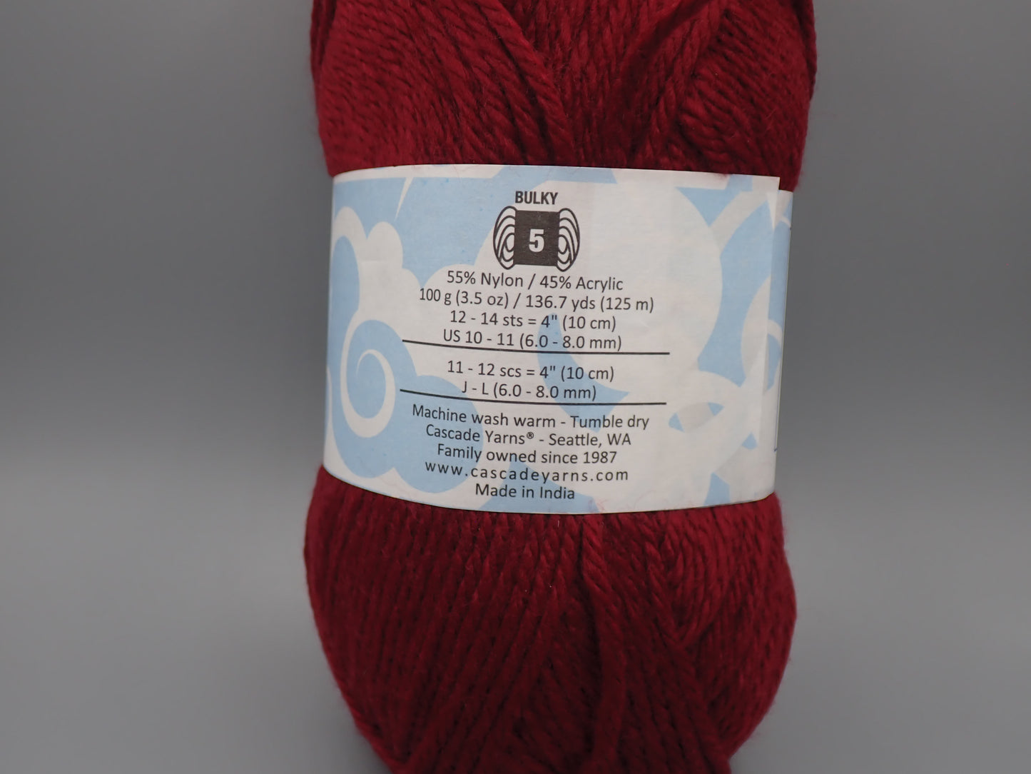 Cascade Yarns Cherub Chunky Bulky weight Cabernet