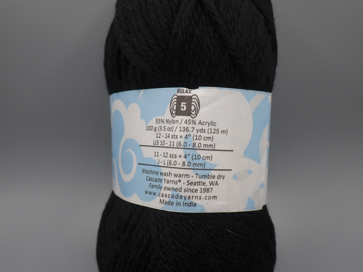 Cascade Yarns Cherub Chunky Bulky weight Black