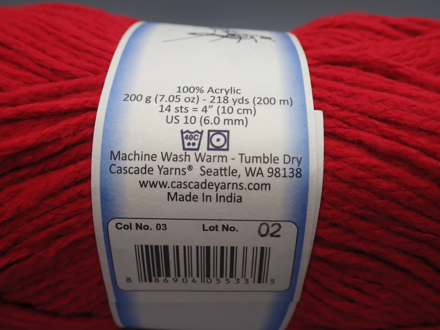 Cascade Yarns Anthem Chunky Bulky weight yarn Red