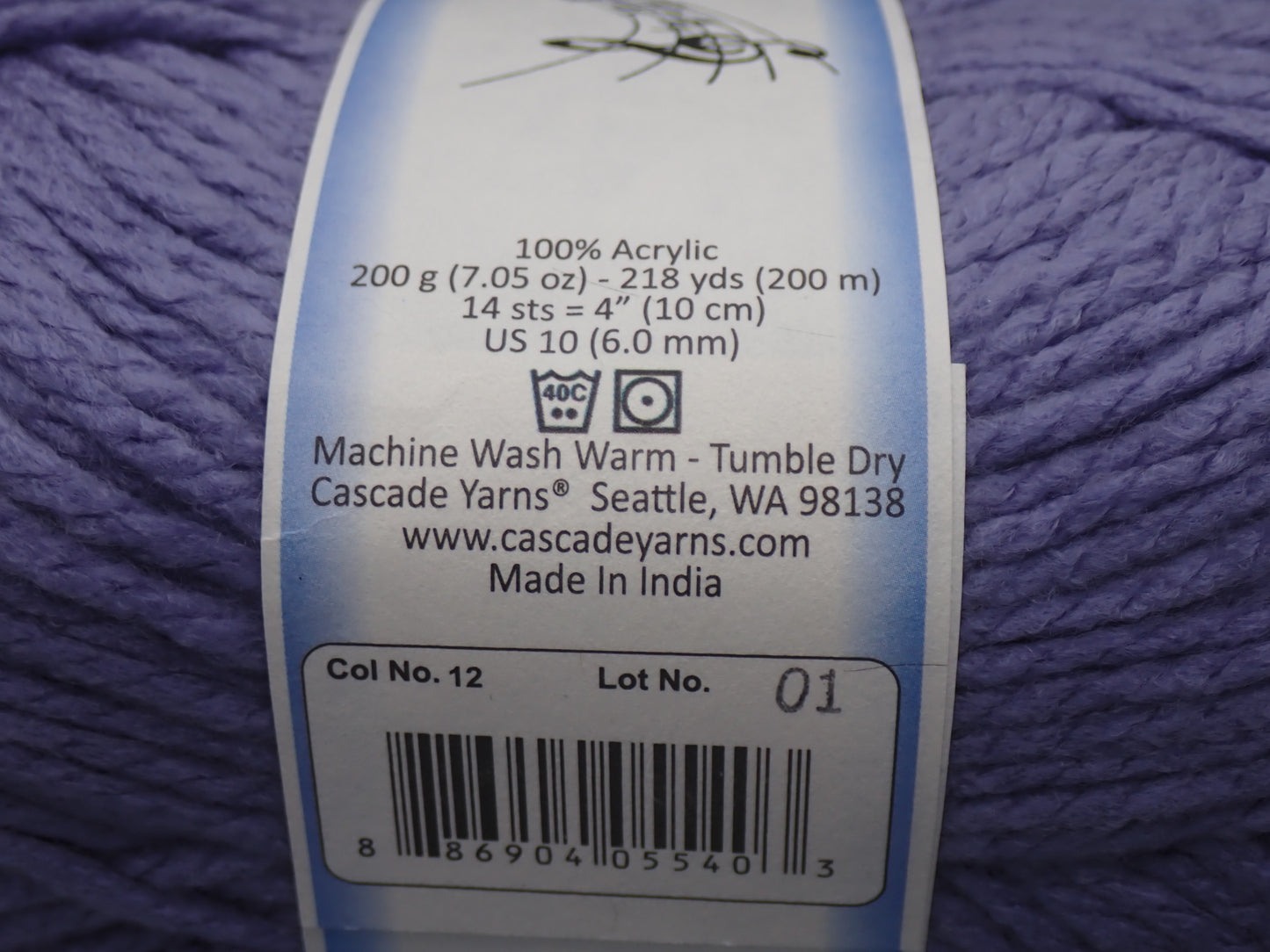 Cascade Yarns Anthem Chunky Bulky weight yarn Lavender