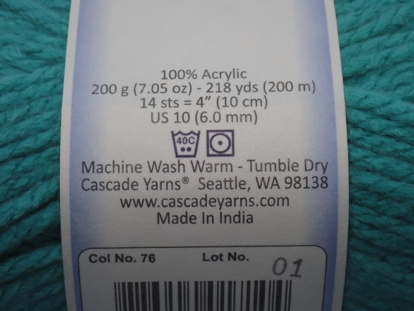 Cascade Yarns Anthem Chunky Bulky weight yarn Agate Green