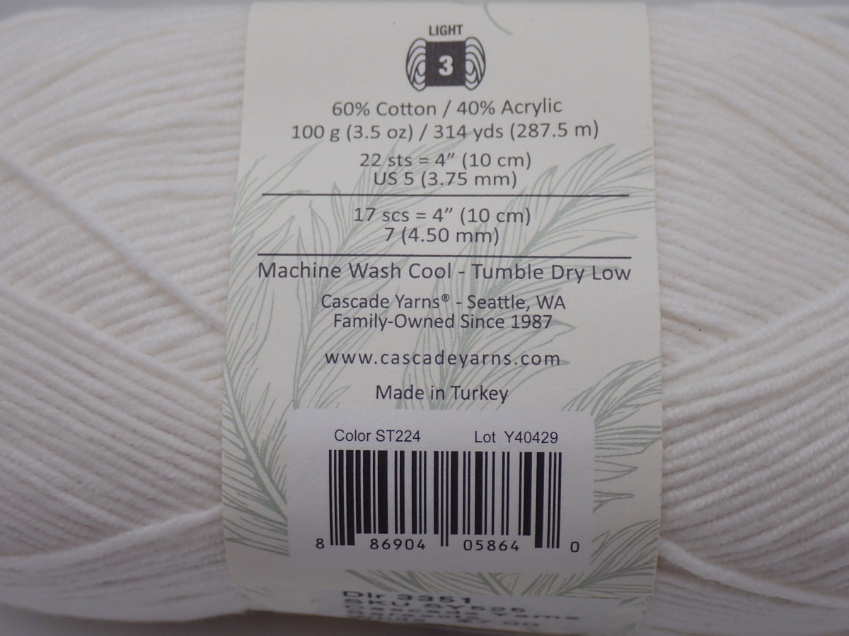 Cascade Yarns Sarasota DK weight White
