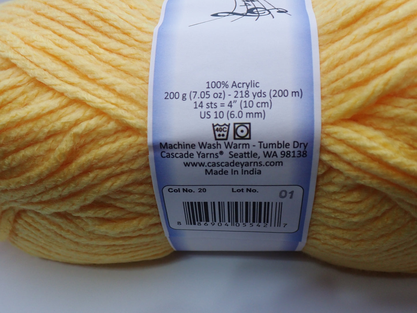 Cascade Yarns Anthem Chunky Bulky weight yarn Yellow