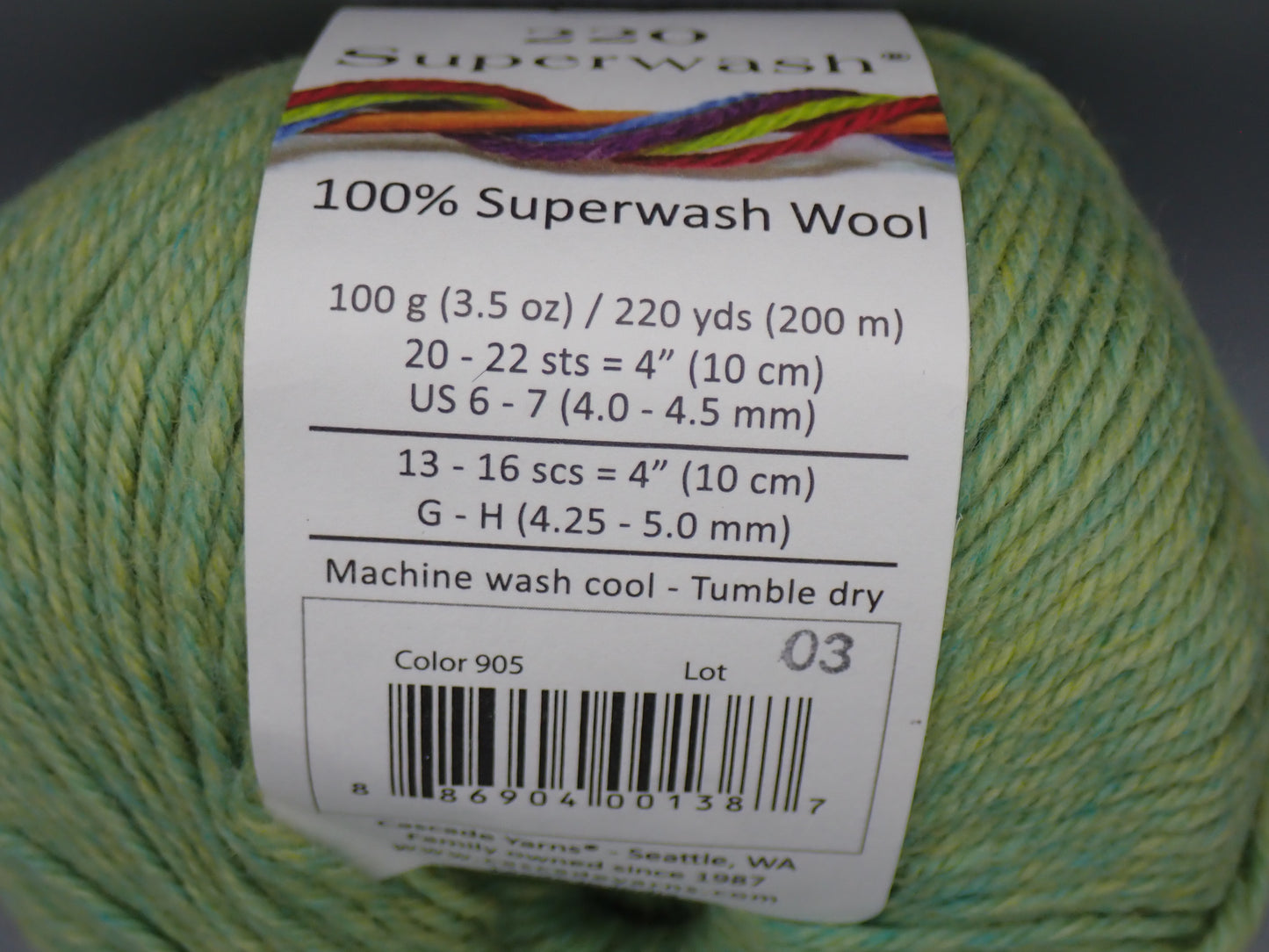 Cascade Yarns 220 Superwash DK weight Celery