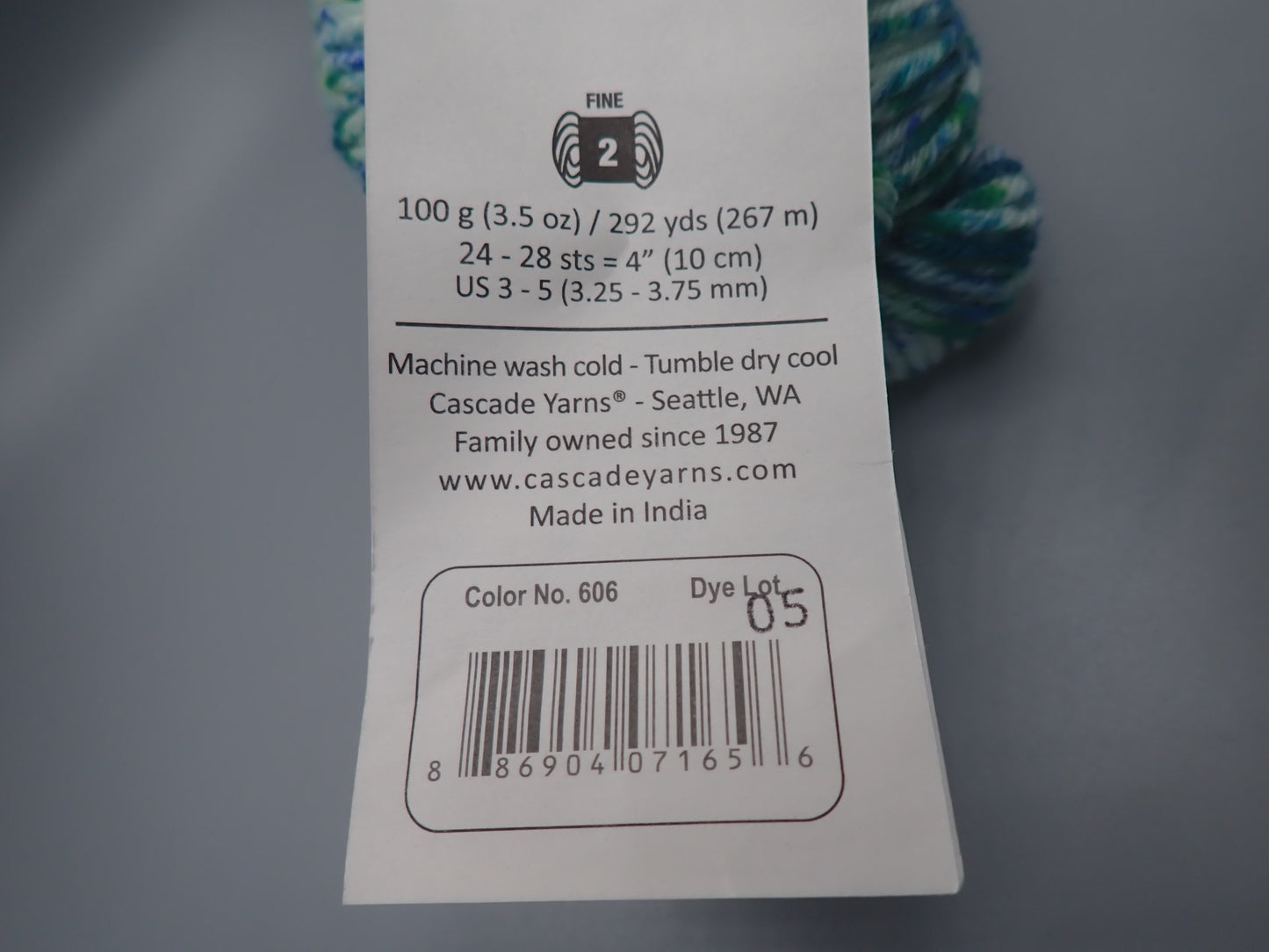 Cascade Yarns Heritage 6 Hand Paints Sock weight Lakeside