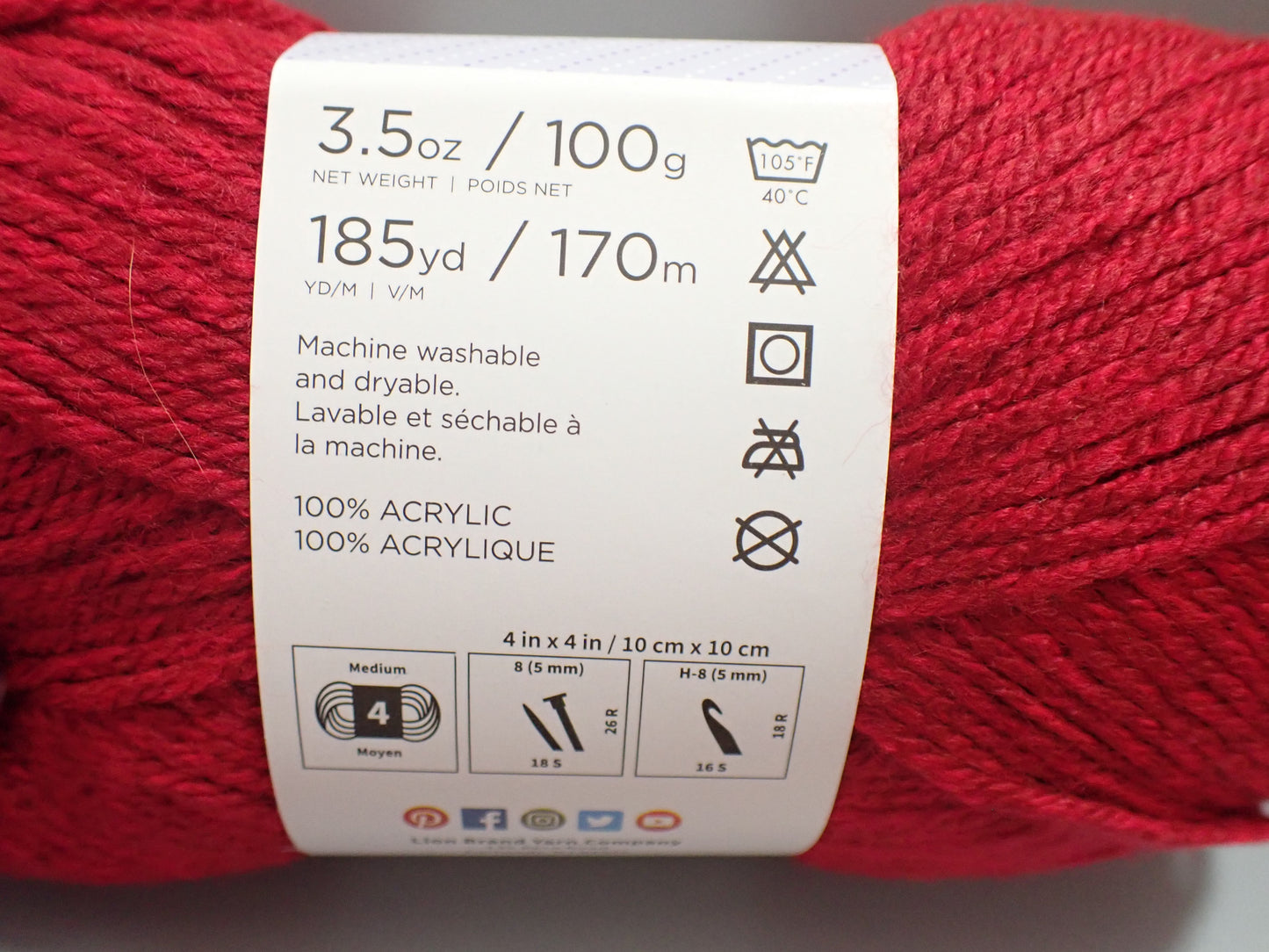 Lion Brand Yarns Worsted weight Basic Stitch Anti Pilling Red Heather