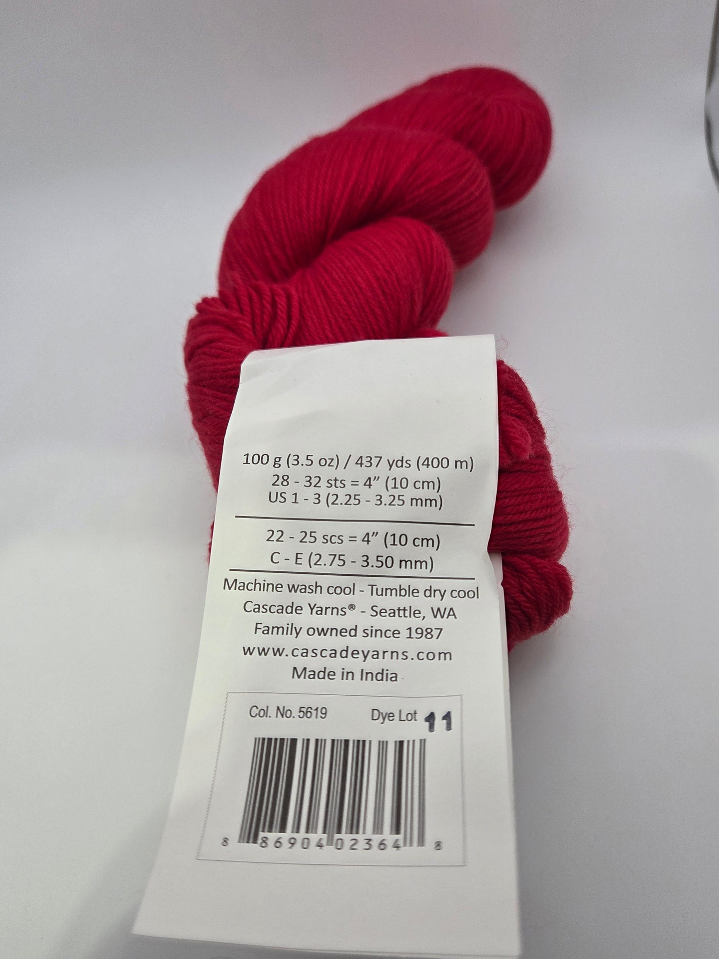 Cascade Yarns Heritage Fingering weight Christmas Red