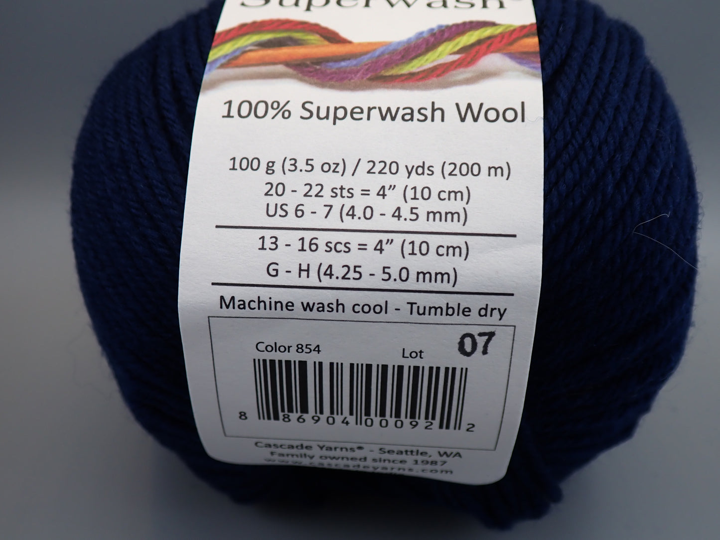 Cascade Yarns 220 Superwash DK weight Navy