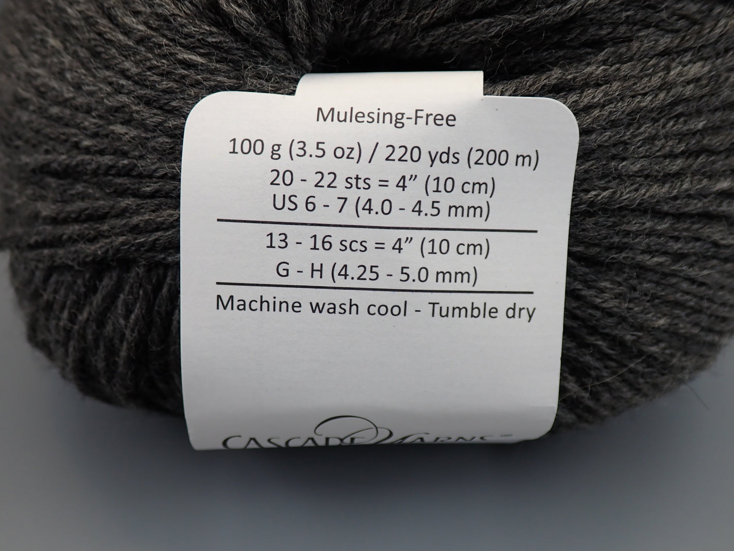 Cascade Yarns 220 Superwash DK weight Charcoal