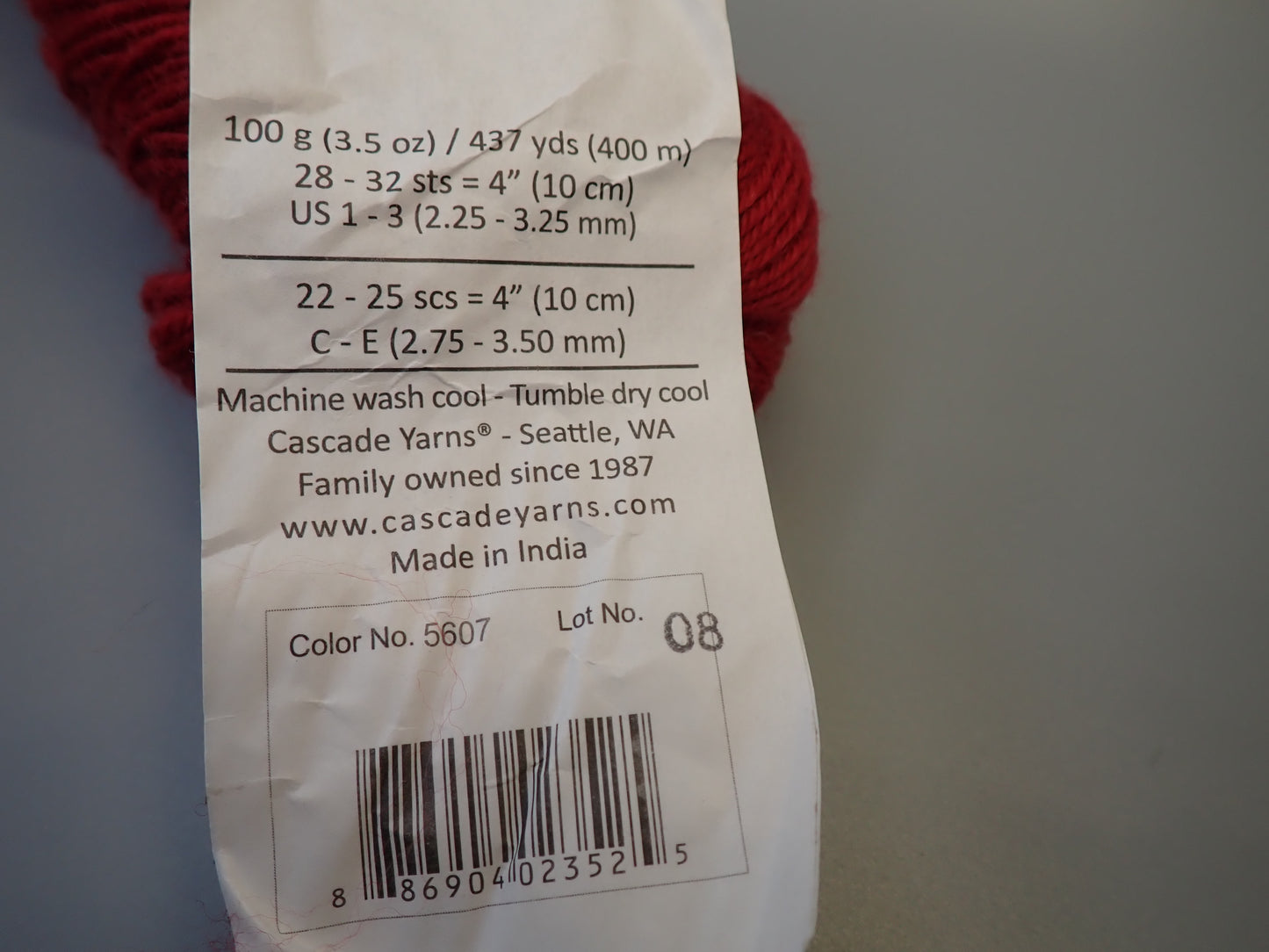 Cascade Yarns Heritage Fingering weight Red