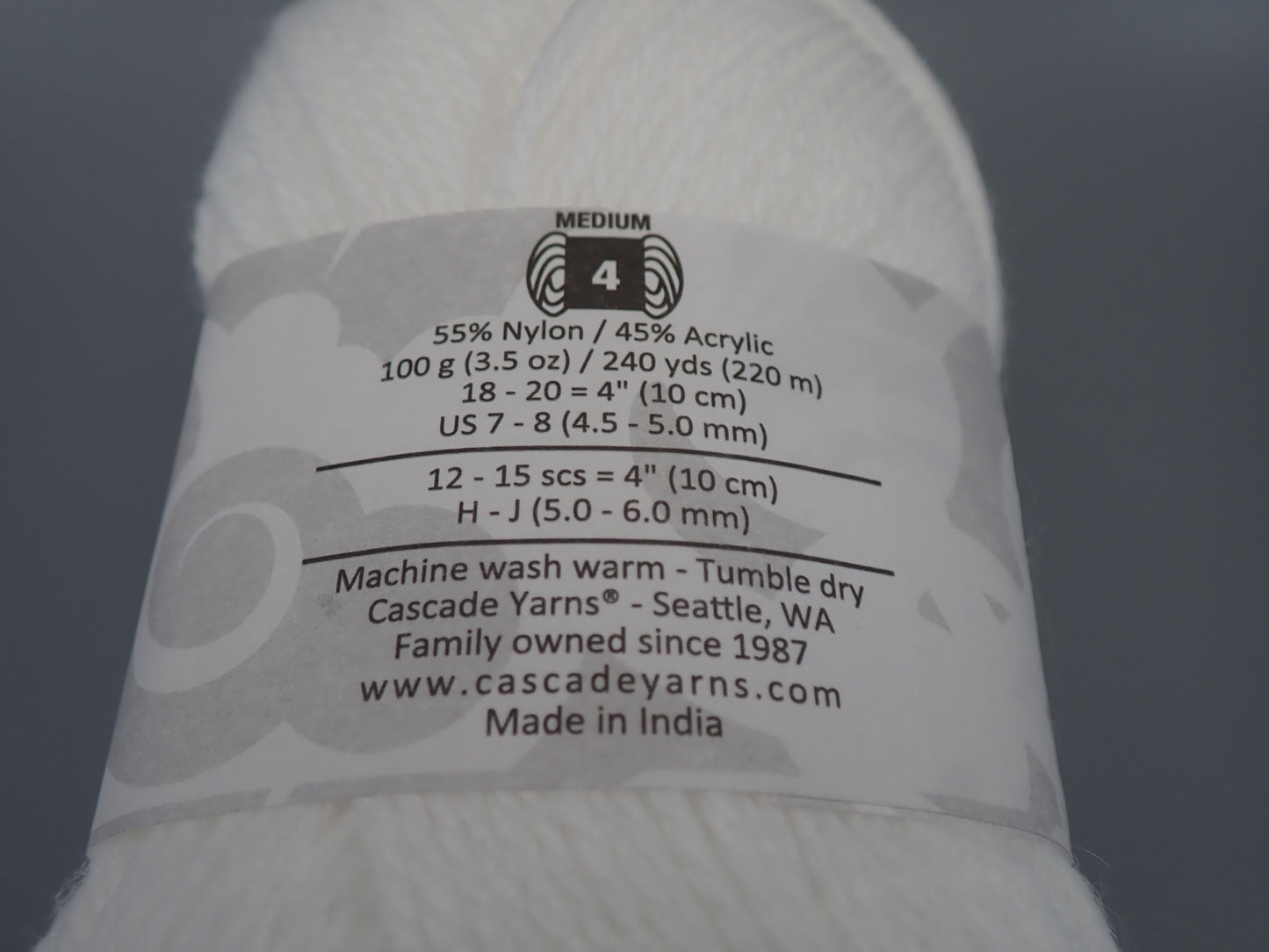 Cascade Yarns Cherub Aran Worsted weight White