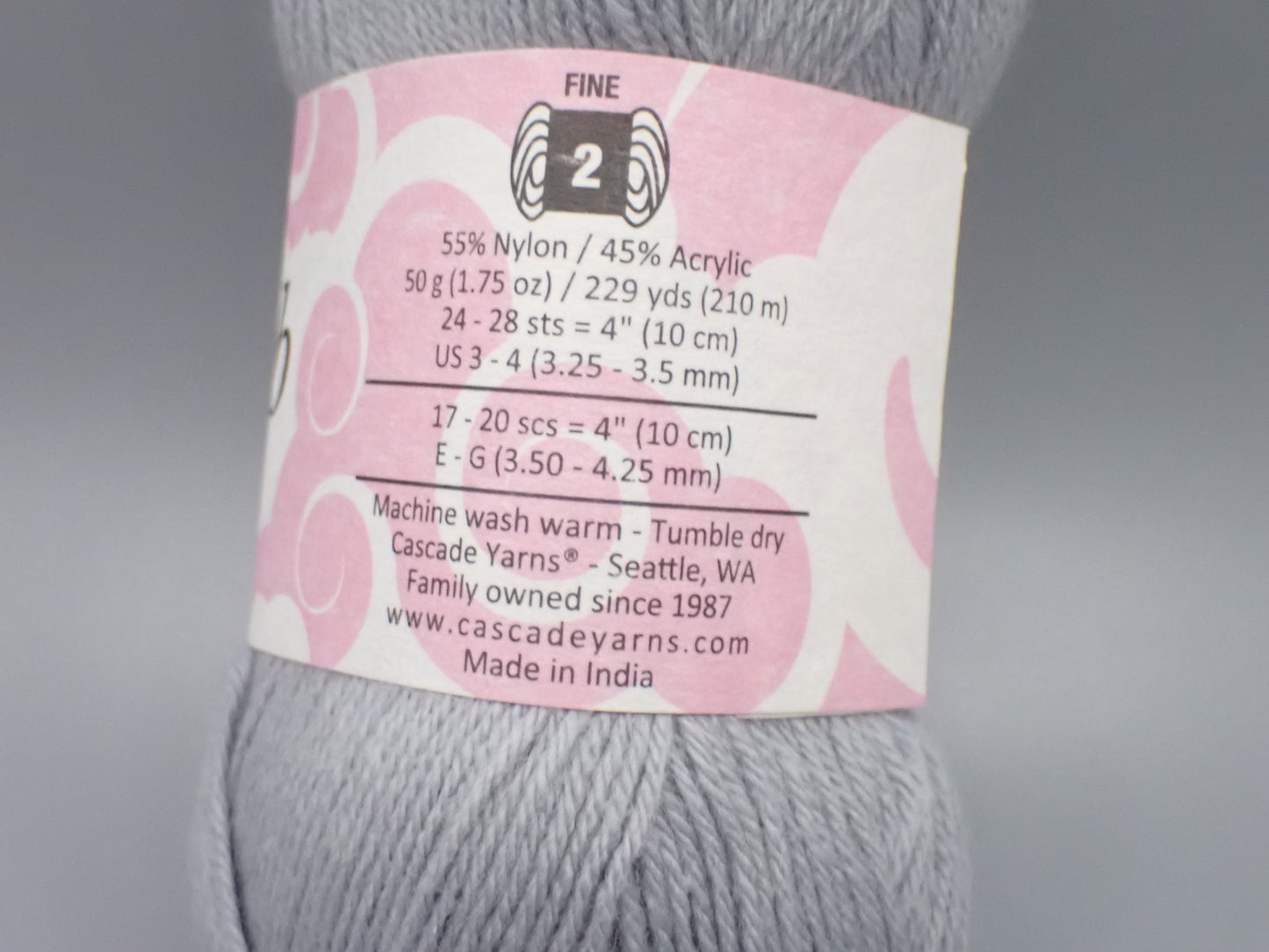Cascade Yarns Cherub Baby Sock weight Grey