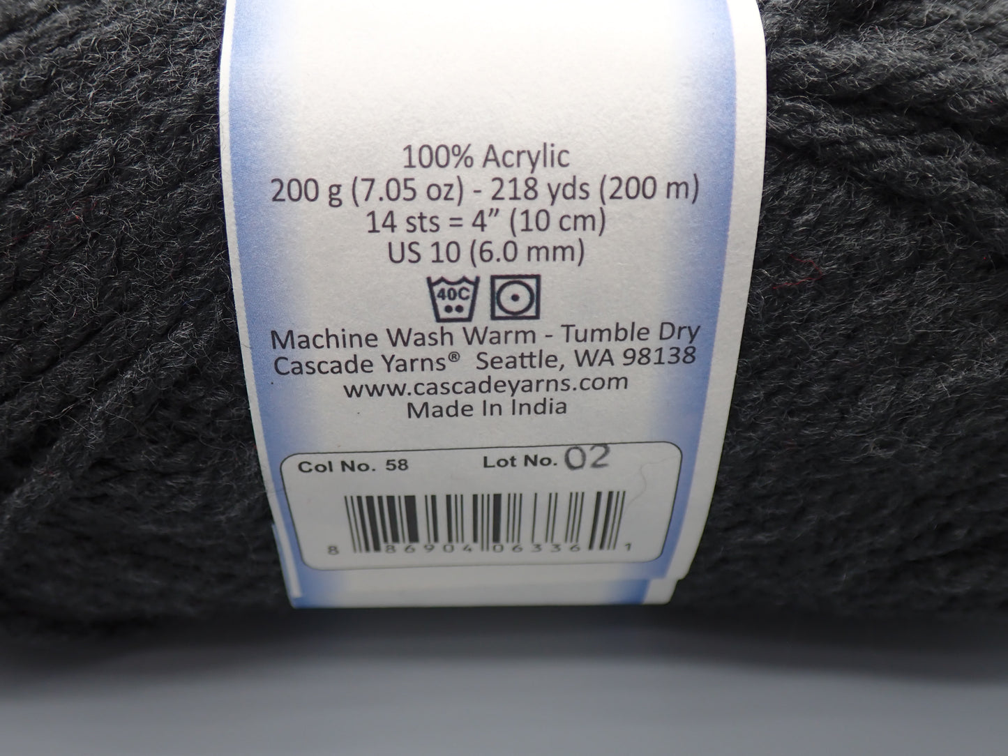 Cascade Yarns Anthem Chunky Bulky weight yarn Silver