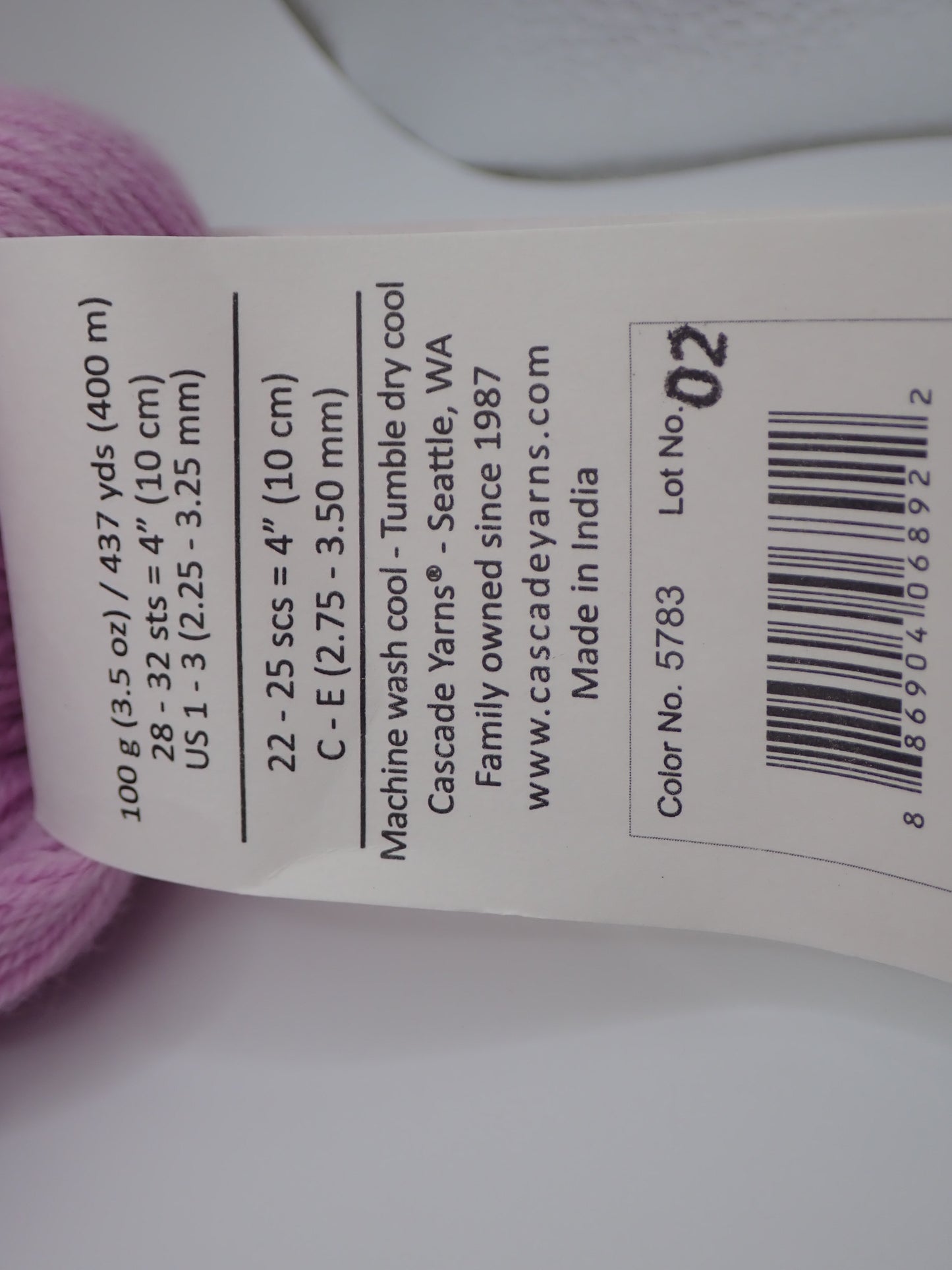 Cascade Yarns Heritage Fingering weight Mauve Mist