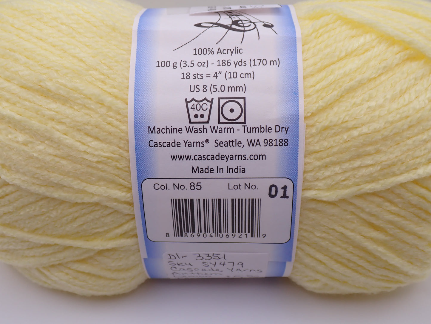 Cascade Yarns Anthem Worsted weight Lemon Ice