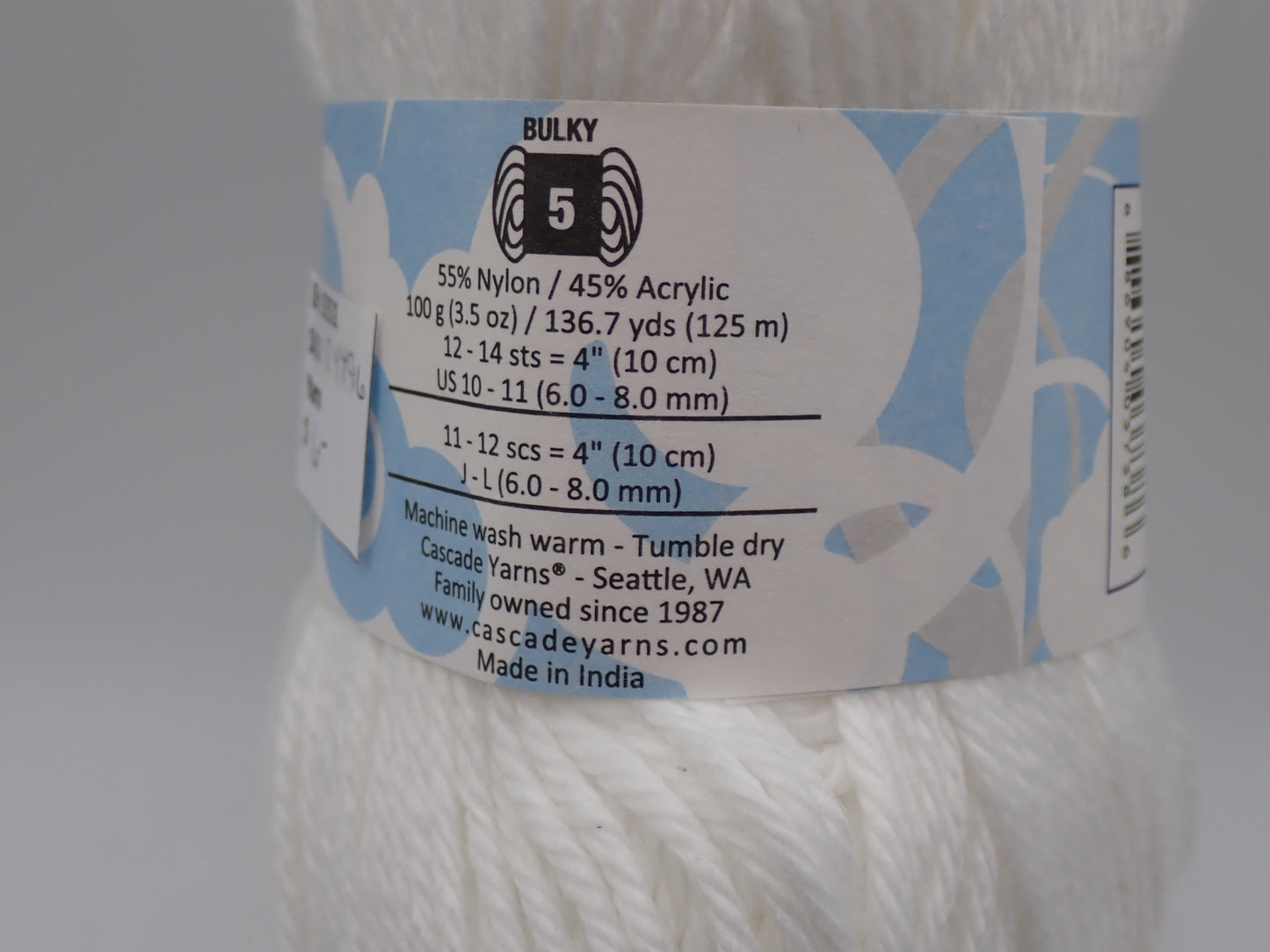 Cascade Yarns Cherub Chunky Bulky weight White