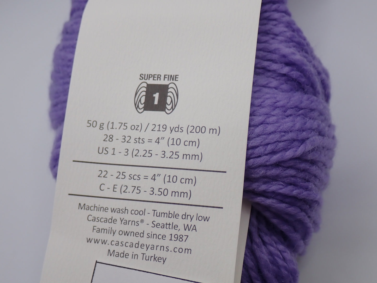 Cascade Yarns 220 Superwash Fingering weight Violet Tulip