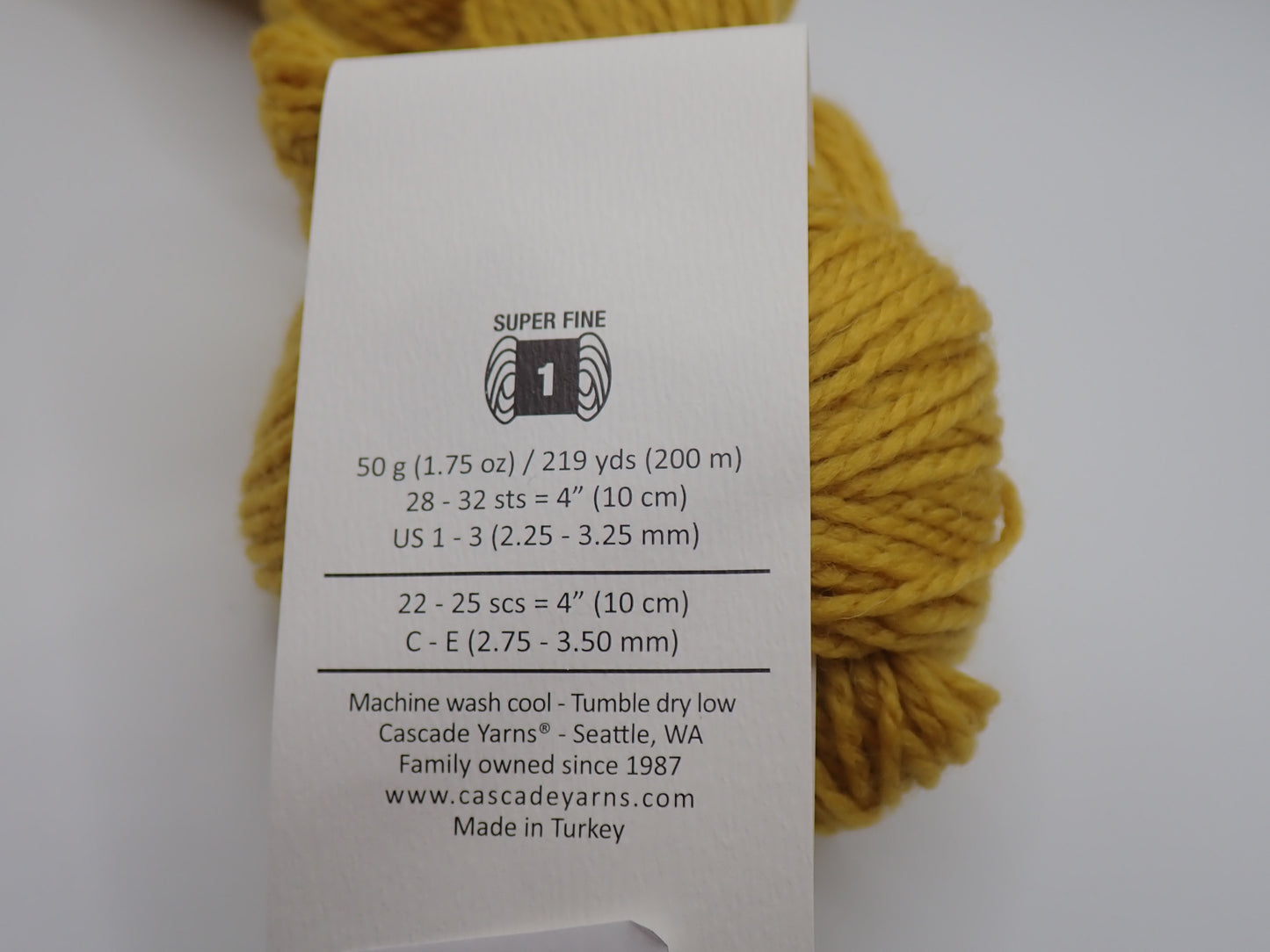 Cascade Yarns 220 Superwash Fingering weight Golden Palm