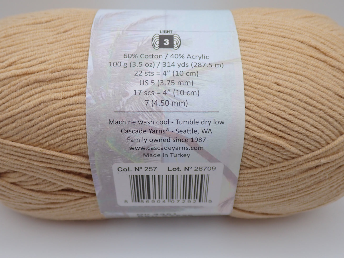 Cascade Yarns Sarasota DK weight Marzipan
