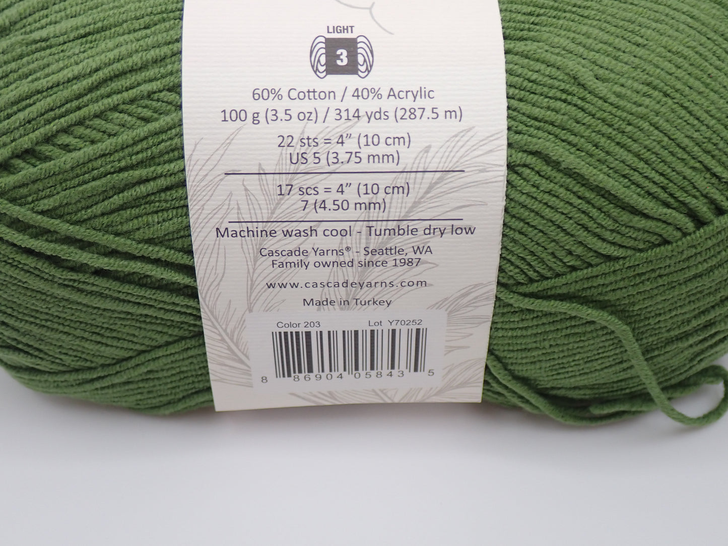 Cascade Yarns Sarasota DK weight Garden Green
