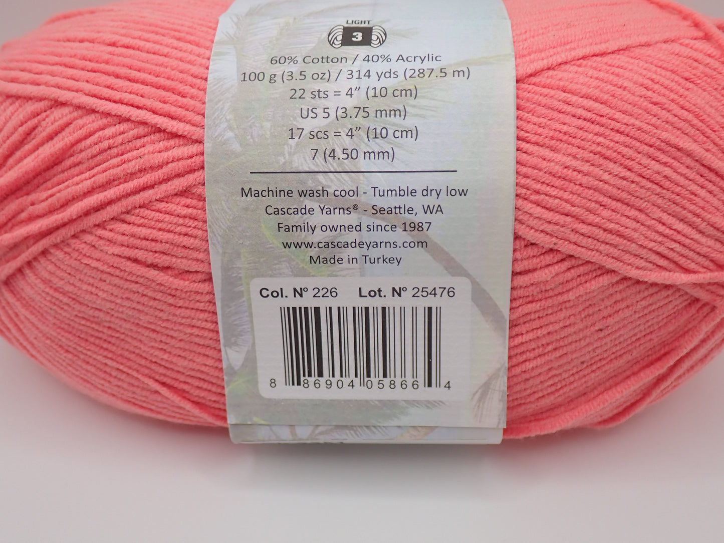 Cascade Yarns Sarasota DK weight Salmon Rose