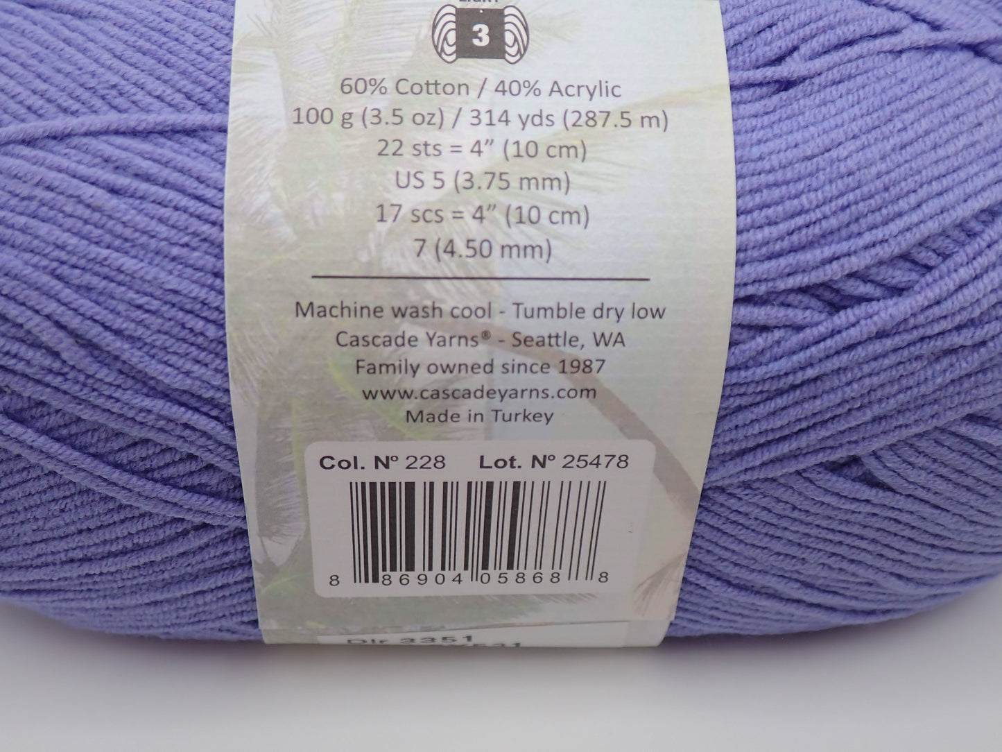 Cascade Yarns Sarasota DK weight Periwinkle