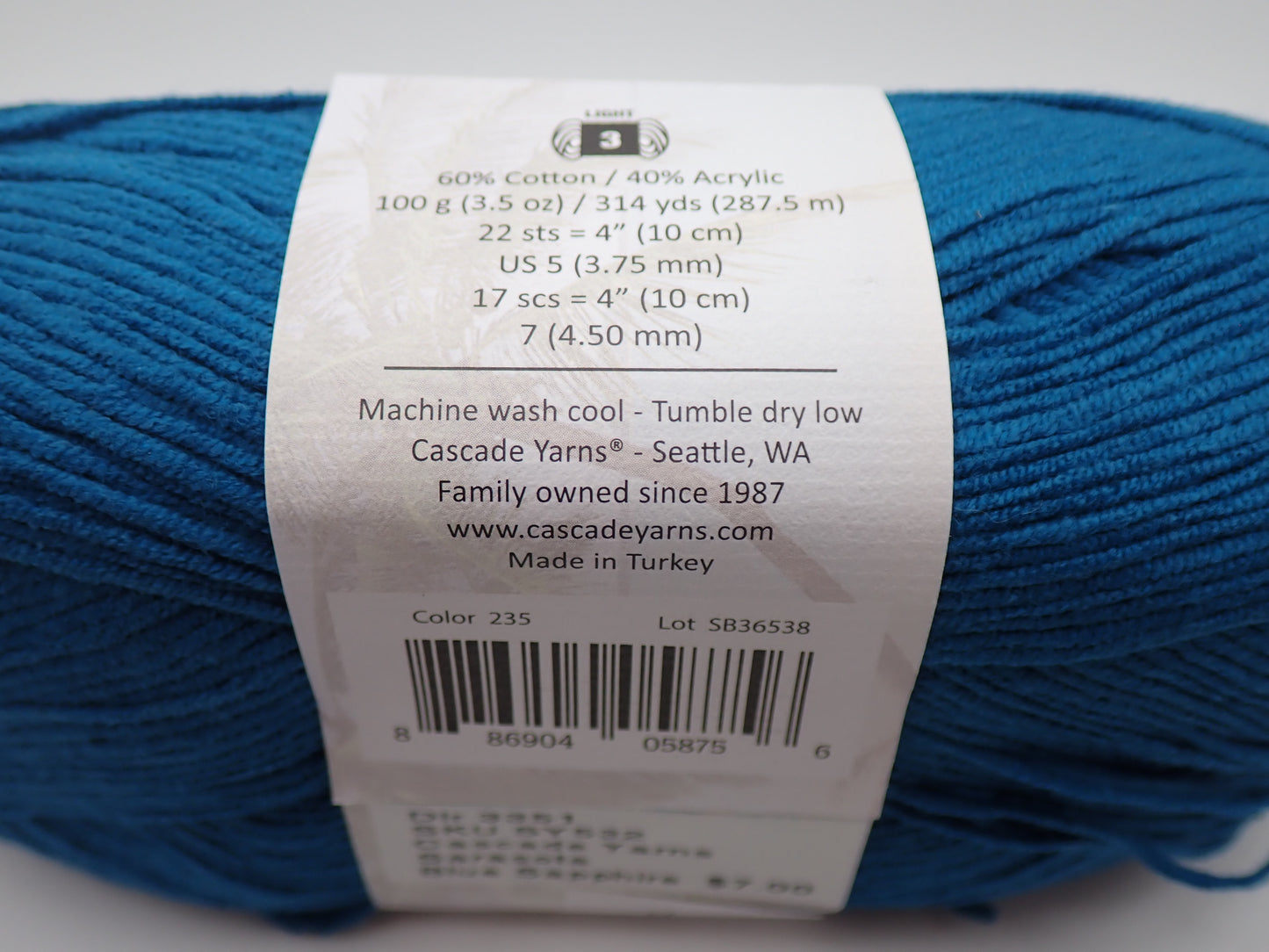 Cascade Yarns Sarasota DK weight Blue Sapphire