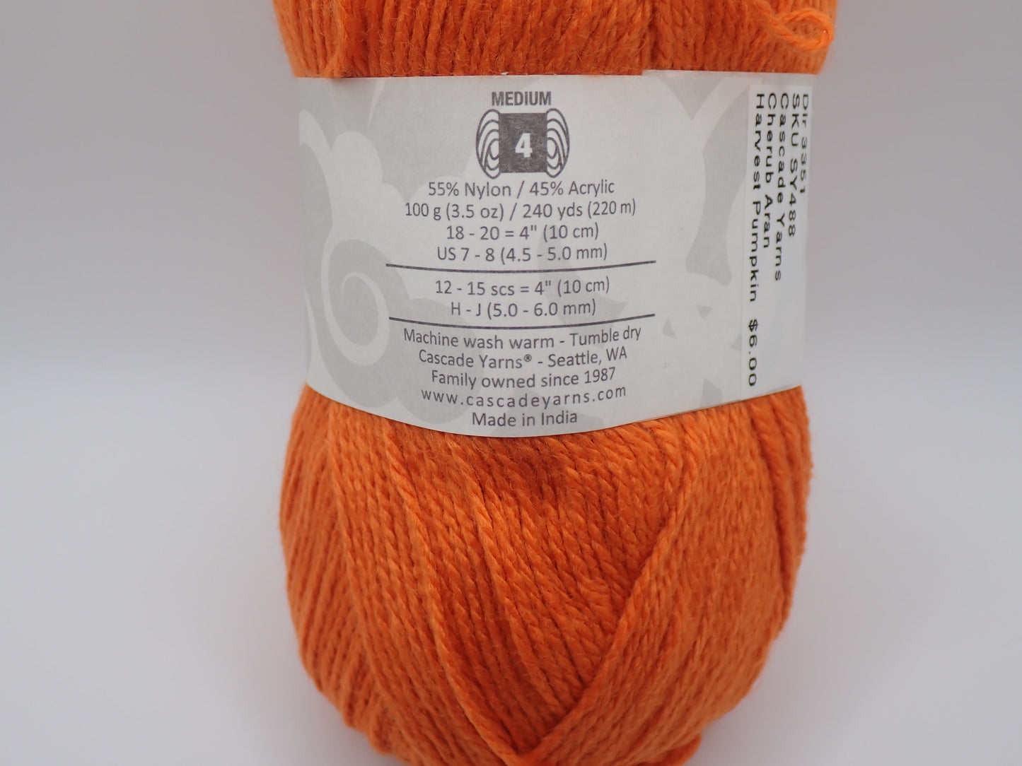 Cascade Yarns Cherub Aran Worsted weight Harvest Pumpkin