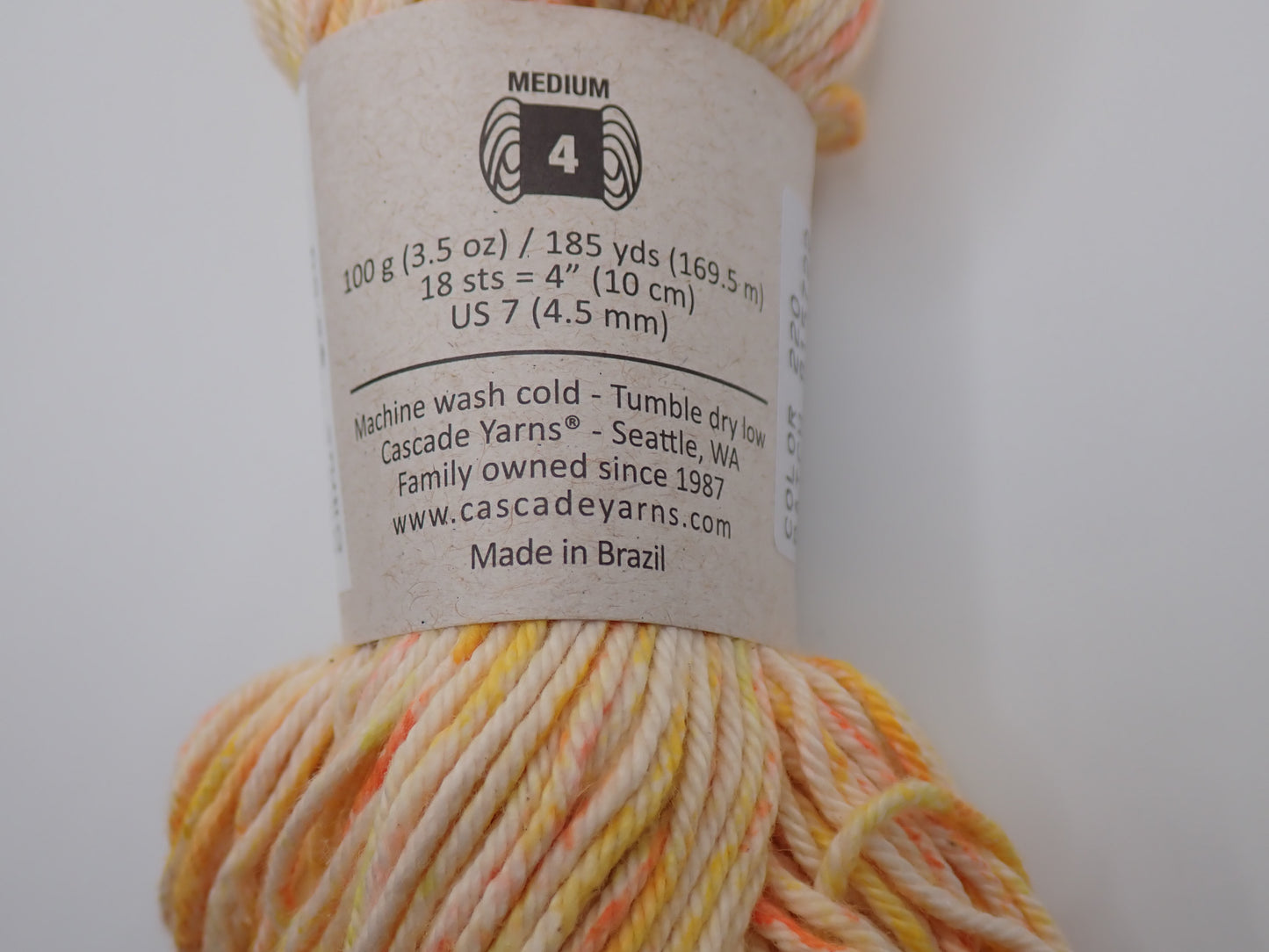 Cascade Yarns Nifty Cotton Splash Worsted weight Citrus