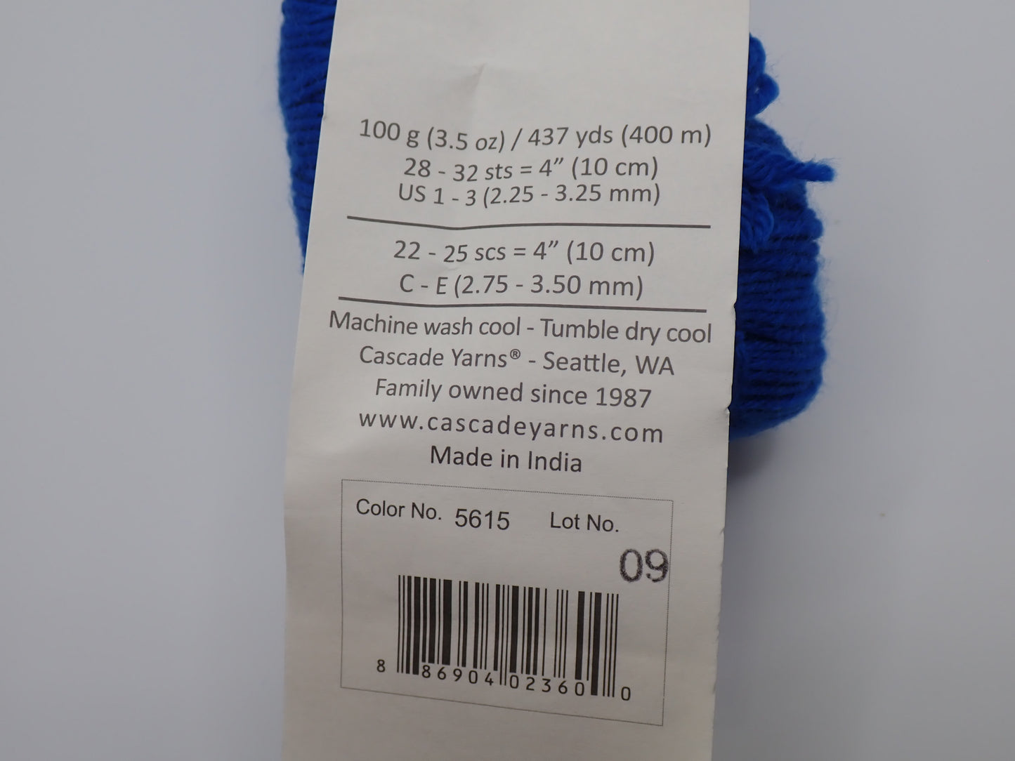 Cascade Yarns Heritage Fingering weight Royal Blue