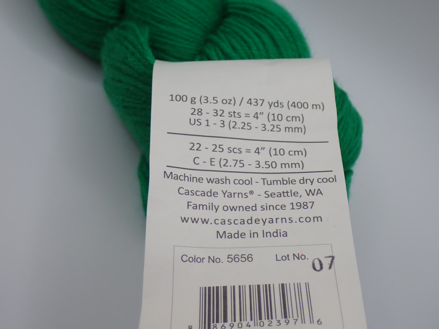 Cascade Yarns Heritage Fingering weight Christmas Green