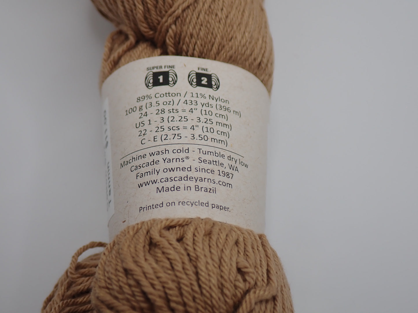 Cascade Yarns Cotton Sox Sock weight Tannin