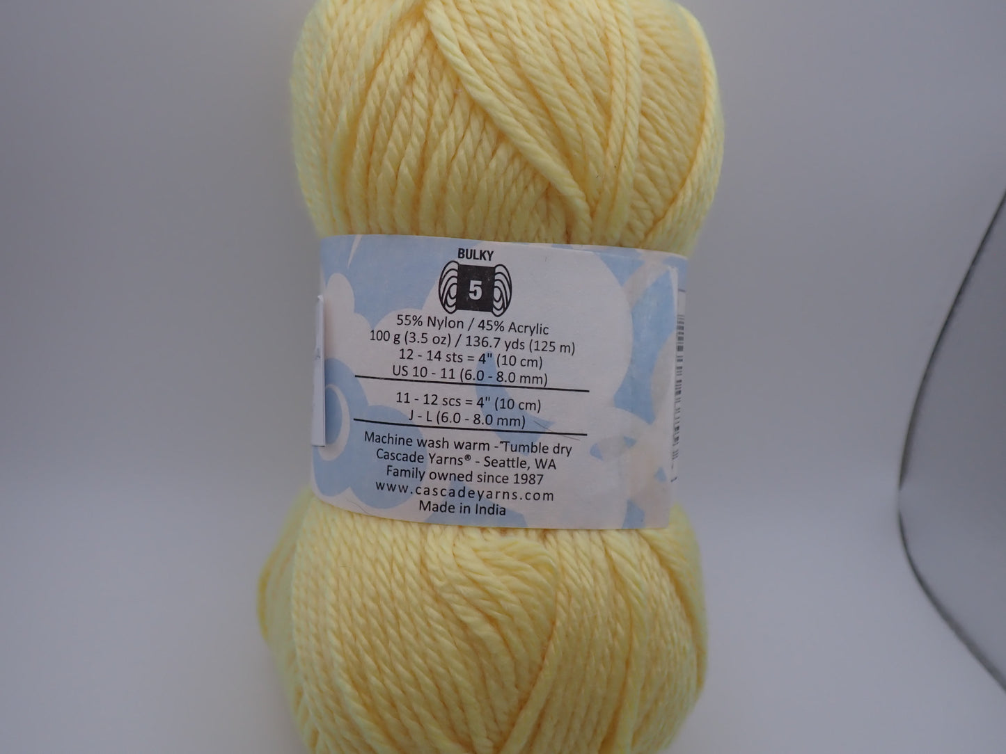 Cascade Yarns Cherub Chunky Bulky weight Yellow