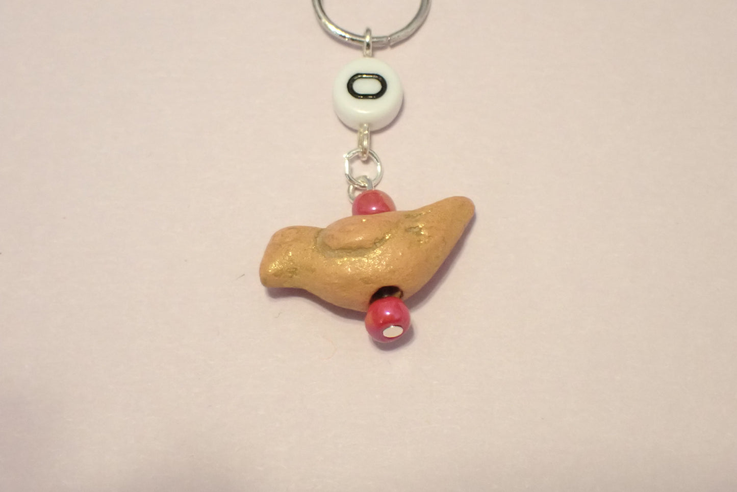 Row Counter Chain for Knit or Crochet, with Terra Cotta colored Bird bead