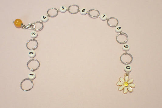 Row Counter Chain for Knit or Crochet, with Silver Color Metal Believe Oval  Charm