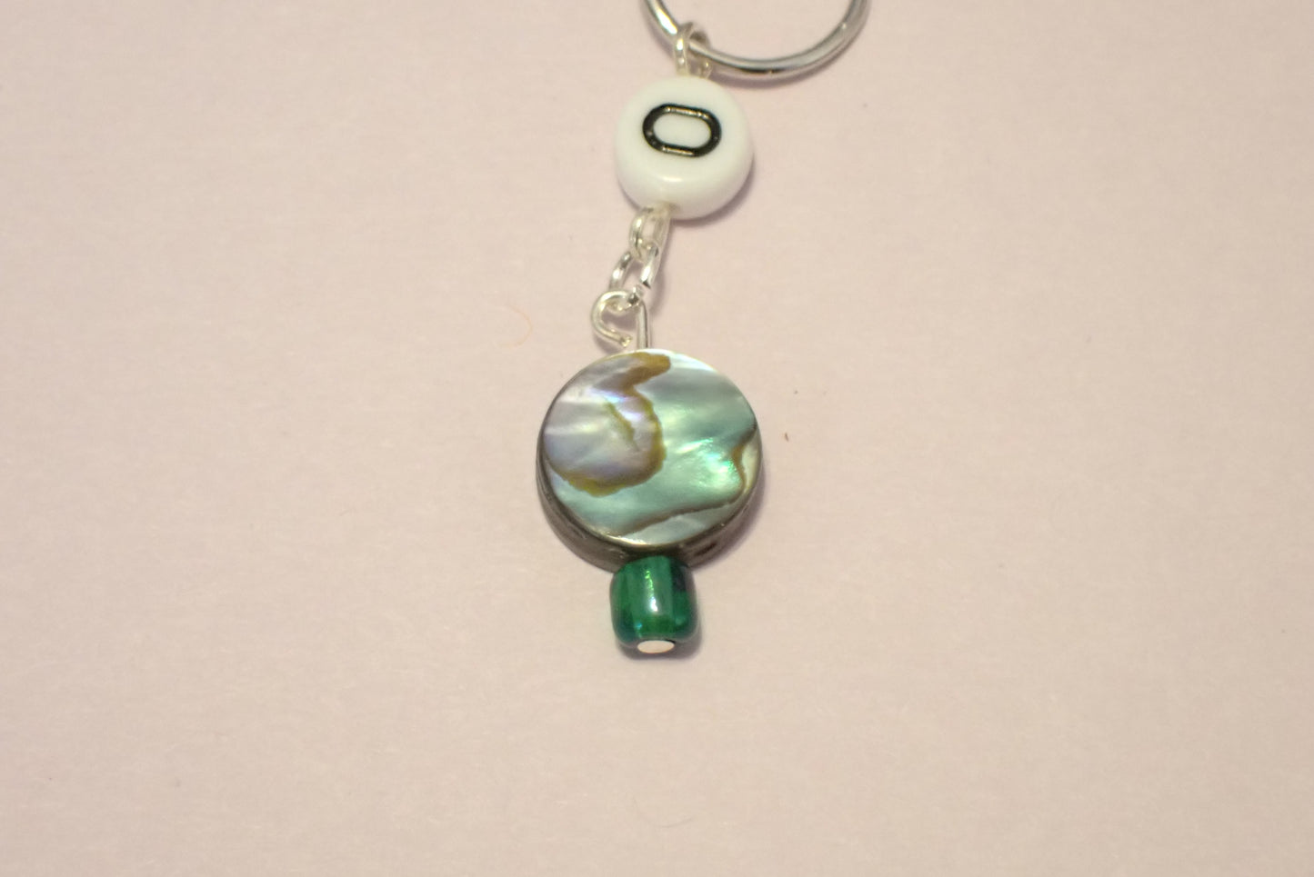 Row Counter Chain for Knit or Crochet, with Round Simulated Abalone Shell Bead