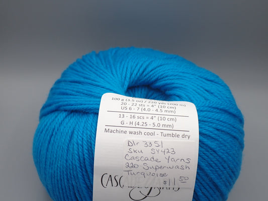 Cascade Yarns 220 Superwash DK weight Turquoise