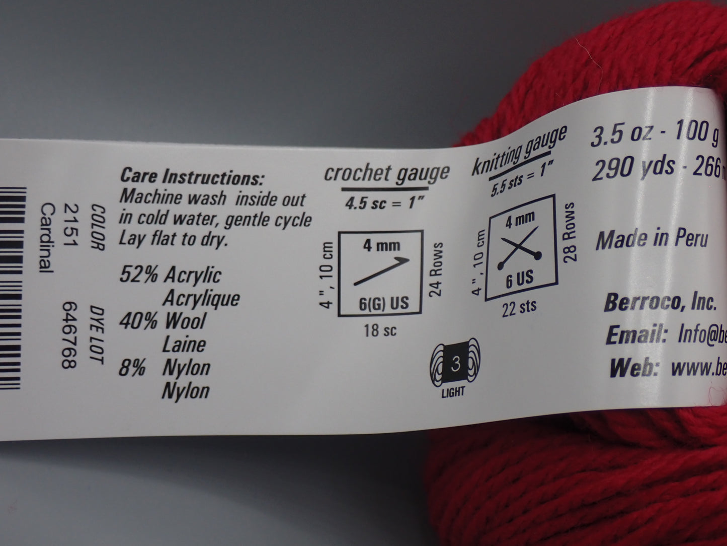 Berroco Vintage DK weight Cardinal