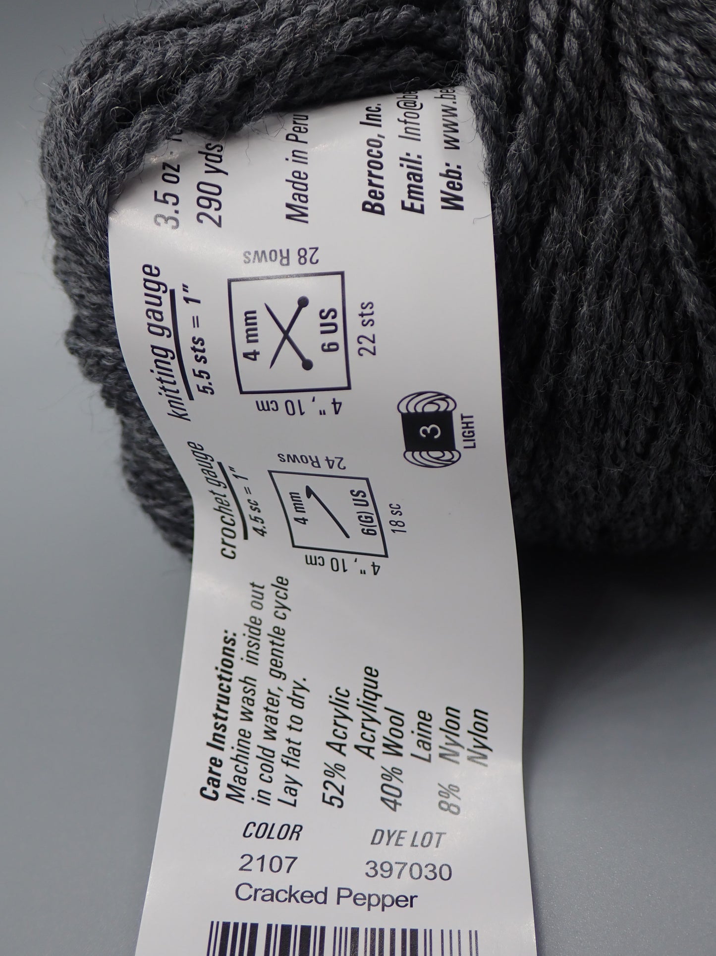 Berroco Vintage DK weight Cracked Pepper